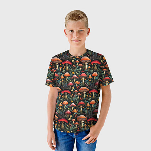 Детская футболка Сказочные грибы мухоморы паттерн / 3D-принт – фото 3