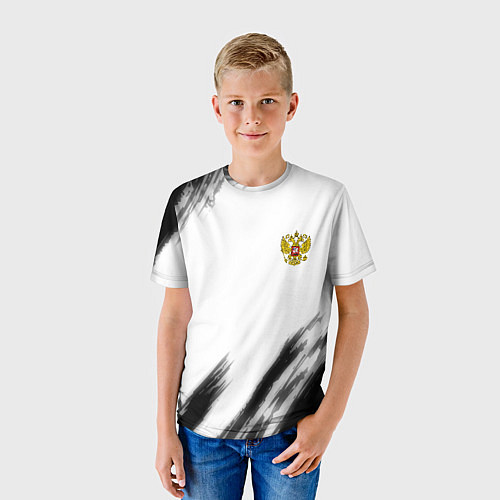 Детская футболка Russia sport черно белый / 3D-принт – фото 3