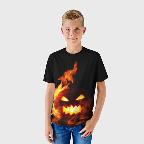 Детская футболка Тыква в огне / 3D-принт – фото 3