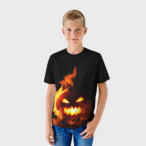 Детская футболка Тыква в огне / 3D-принт – фото 3