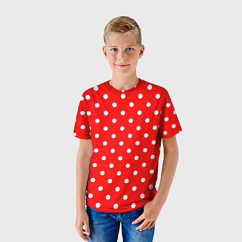 Детская футболка Белый горошек на красном / 3D-принт – фото 3