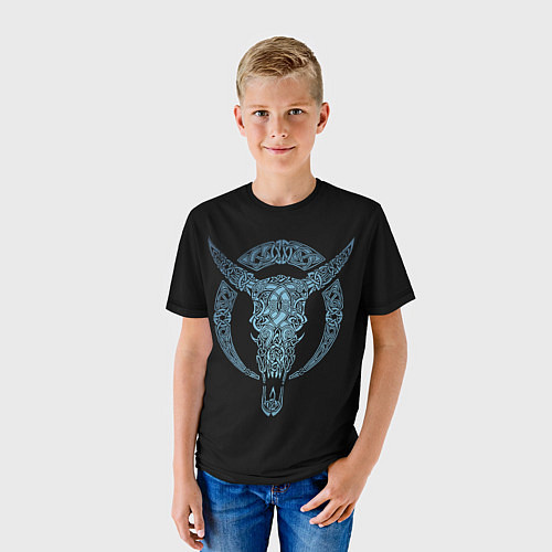 Детская футболка Голова животного с рогами - кельстские узор / 3D-принт – фото 3