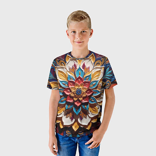 Детская футболка Цветок масляные краски / 3D-принт – фото 3