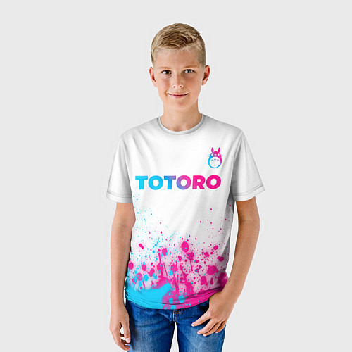 Детская футболка Totoro neon gradient style: символ сверху / 3D-принт – фото 3