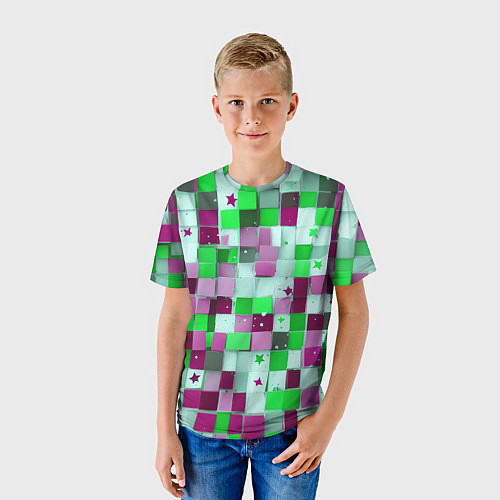 Детская футболка Ретро Квадраты / 3D-принт – фото 3
