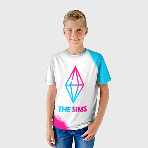Детская футболка The Sims neon gradient style / 3D-принт – фото 3