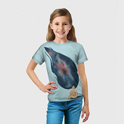 Футболка детская Девушка космос в волосах, цвет: 3D-принт — фото 2