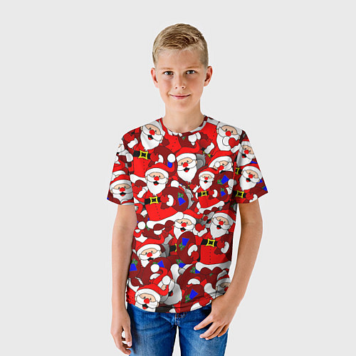 Детская футболка Новогодний паттерн с дедами морозами / 3D-принт – фото 3
