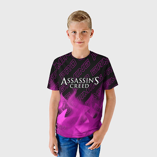 Детская футболка Assassins Creed pro gaming: символ сверху / 3D-принт – фото 3