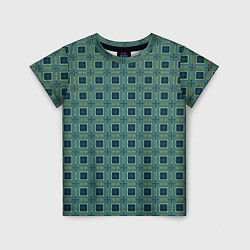 Детская футболка Зелёно-бежевый квадраты