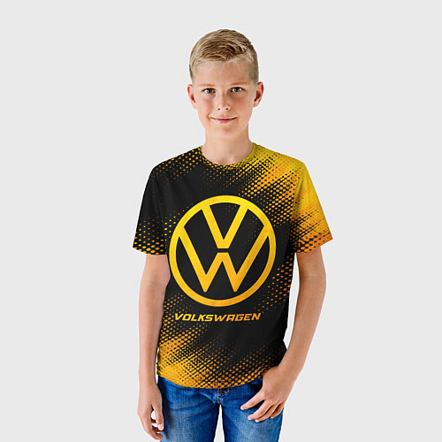 Детская футболка Volkswagen - gold gradient / 3D-принт – фото 3