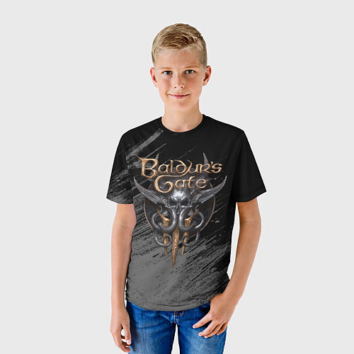 Детская футболка Балудрс гейт лого - черно-белый / 3D-принт – фото 3