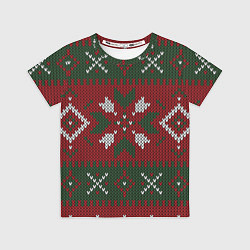 Футболка детская Скандинавские узоры крючком, цвет: 3D-принт
