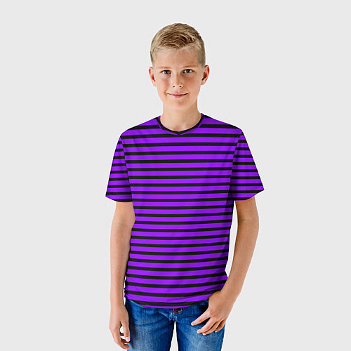 Детская футболка Фиолетовый в чёрную полоску / 3D-принт – фото 3