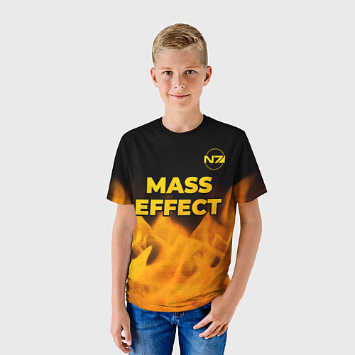 Детская футболка Mass Effect - gold gradient: символ сверху / 3D-принт – фото 3
