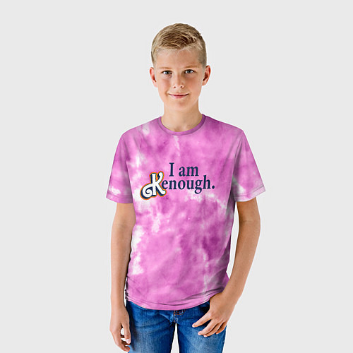 Детская футболка I am kenough - розовый тай-дай / 3D-принт – фото 3
