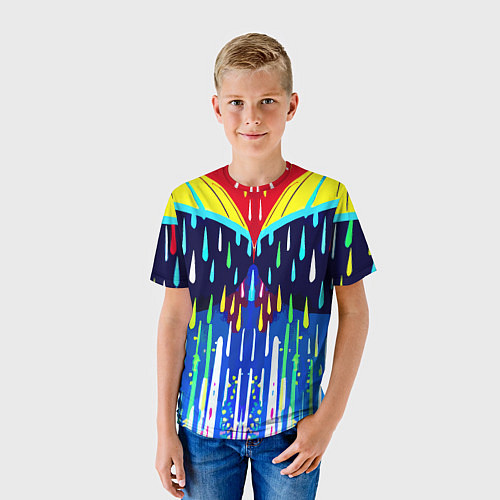 Детская футболка Два зонтика под дождём - нейросеть / 3D-принт – фото 3