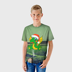 Футболка детская Зеленый дракончик 2024, цвет: 3D-принт — фото 2