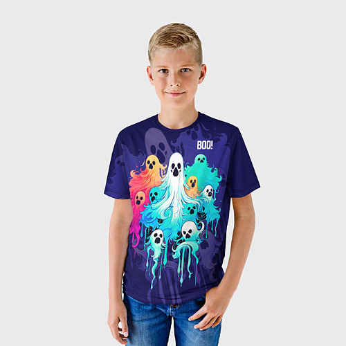 Детская футболка Разноцветные привидения / 3D-принт – фото 3
