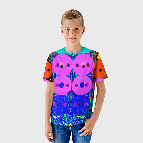 Детская футболка Паттерн из дисков - неон - нейросеть / 3D-принт – фото 3