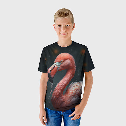 Детская футболка Фламинго с каплями воды / 3D-принт – фото 3
