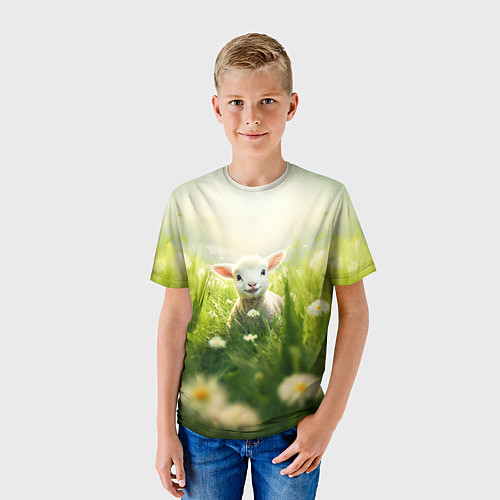 Детская футболка Овечка в траве / 3D-принт – фото 3