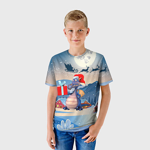 Детская футболка Новогодний дракон 2024 / 3D-принт – фото 3