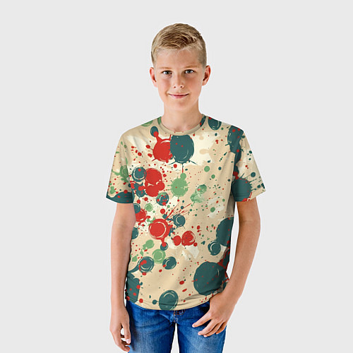 Детская футболка Яркие пятна на бежевом фоне / 3D-принт – фото 3