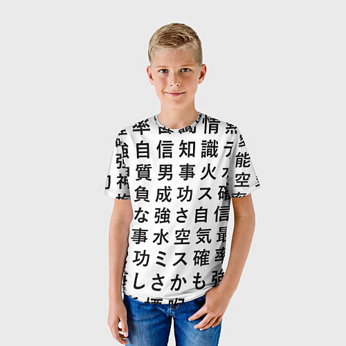 Детская футболка Сто иероглифов на белом фоне / 3D-принт – фото 3