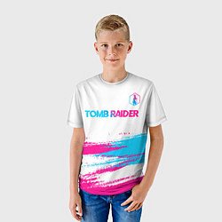 Футболка детская Tomb Raider neon gradient style посередине, цвет: 3D-принт — фото 2