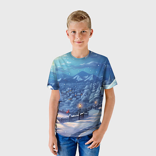Детская футболка Предновогоняя ночь / 3D-принт – фото 3