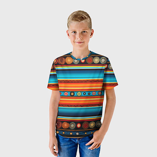 Детская футболка Этнический узор в горизонтальную полоску / 3D-принт – фото 3