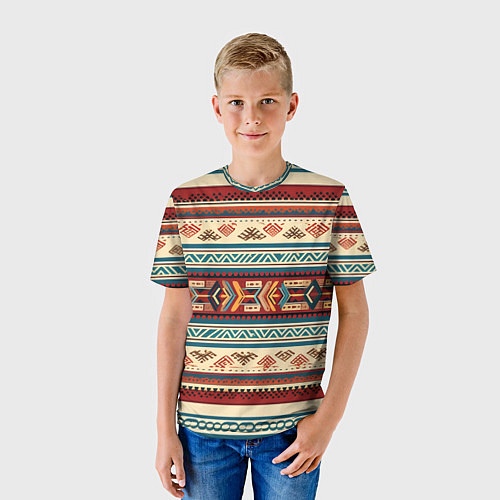 Детская футболка Этнический паттерн в горизонтальную полоску / 3D-принт – фото 3