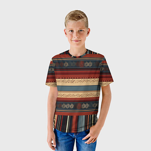 Детская футболка Этнический принт в полоску / 3D-принт – фото 3