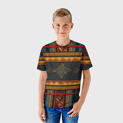 Детская футболка Этнический рисунок в полоску / 3D-принт – фото 3