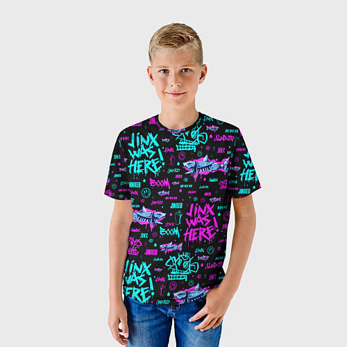 Детская футболка Jinx Arcane pattern neon / 3D-принт – фото 3