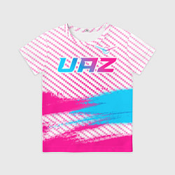 Футболка детская UAZ neon gradient style посередине, цвет: 3D-принт