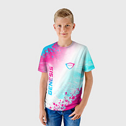 Футболка детская Genesis neon gradient style вертикально, цвет: 3D-принт — фото 2