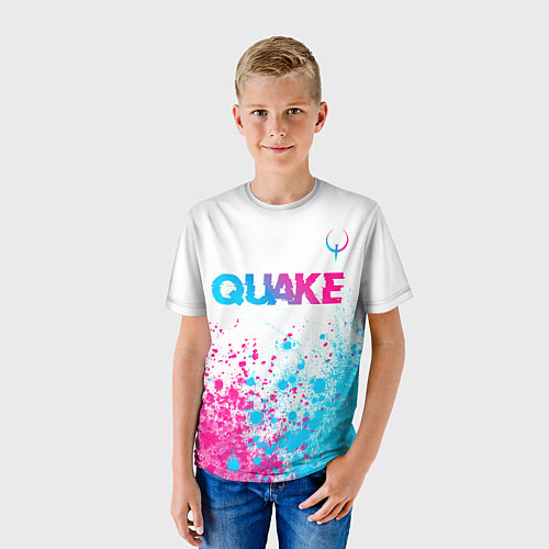 Детская футболка Quake neon gradient style посередине / 3D-принт – фото 3