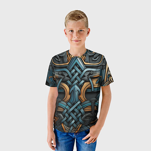 Детская футболка Асимметричный узор в скандинавском стиле / 3D-принт – фото 3