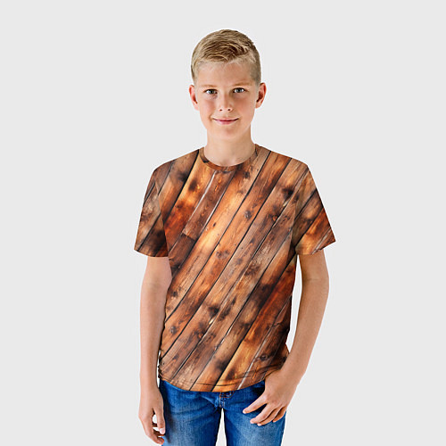 Детская футболка Деревянная обшивка / 3D-принт – фото 3