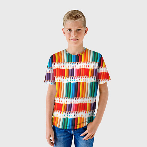 Детская футболка Яркие цветные карандаши / 3D-принт – фото 3