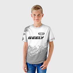Футболка детская Geely speed на светлом фоне со следами шин посеред, цвет: 3D-принт — фото 2