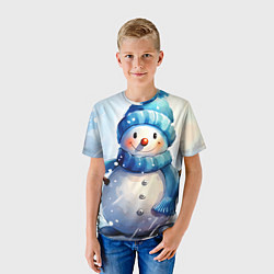 Футболка детская Большой снеговик, цвет: 3D-принт — фото 2