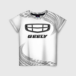 Футболка детская Geely speed на светлом фоне со следами шин, цвет: 3D-принт