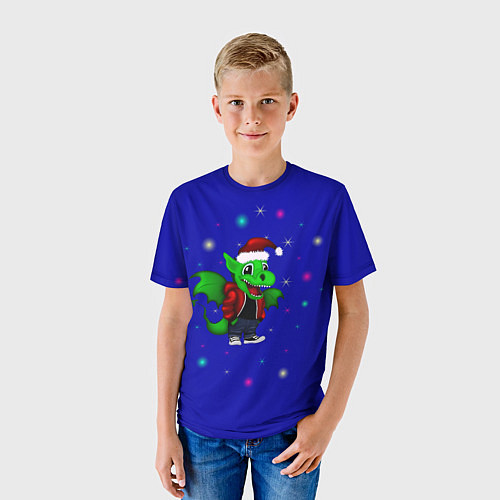 Детская футболка Зеленый дракоша 2024 / 3D-принт – фото 3