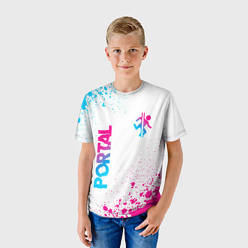 Детская футболка Portal neon gradient style вертикально / 3D-принт – фото 3
