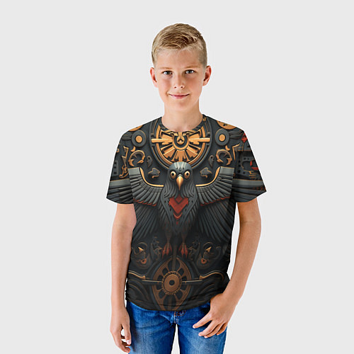 Детская футболка Ворон в славянском стиле / 3D-принт – фото 3
