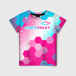 Футболка детская Chevrolet neon gradient style посередине, цвет: 3D-принт