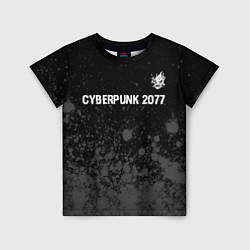 Футболка детская Cyberpunk 2077 glitch на темном фоне посередине, цвет: 3D-принт